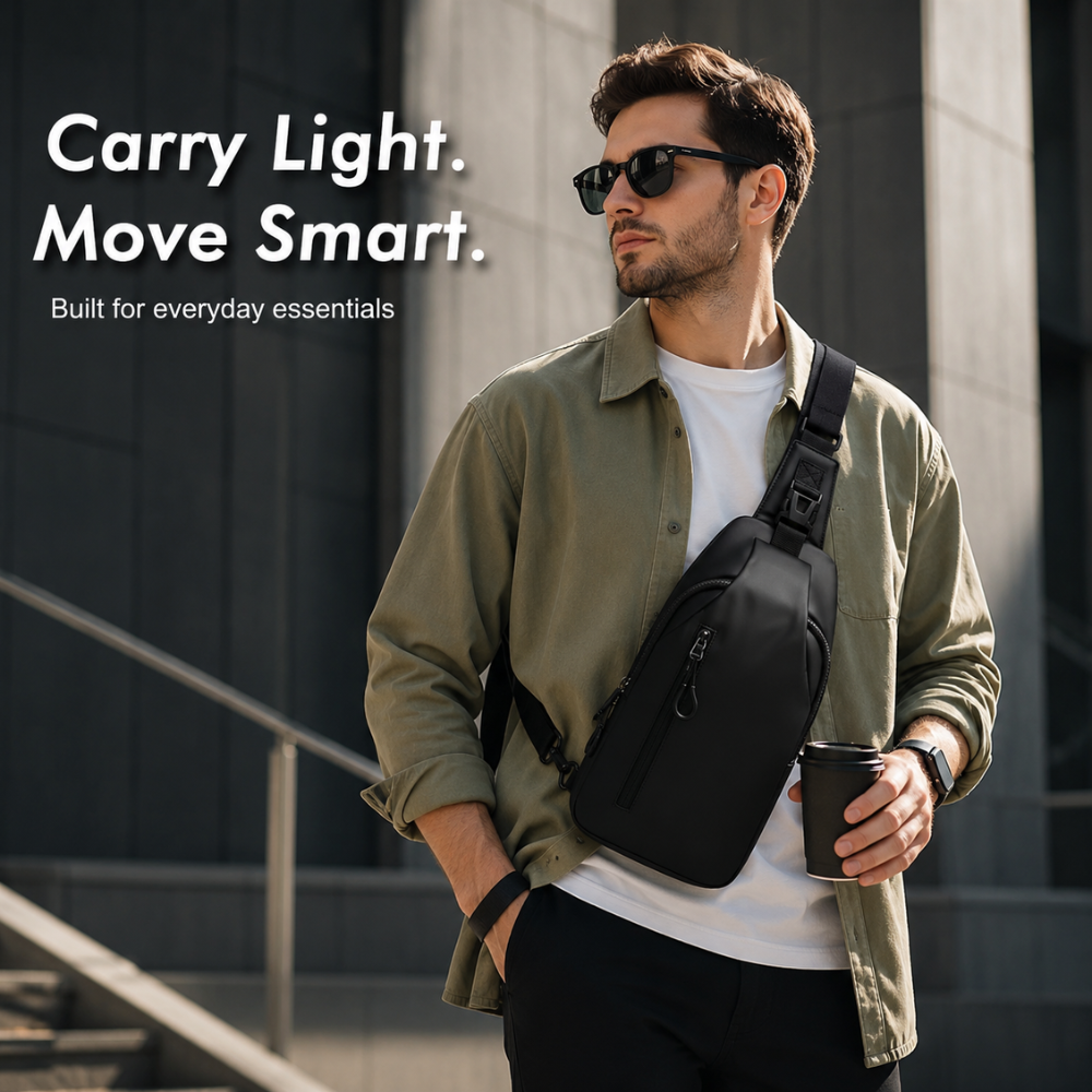 Torba Crossbody Sling na Ramię – Lekka Wodoodporna Saszetka z Regulowanym Paskiem do Podróży