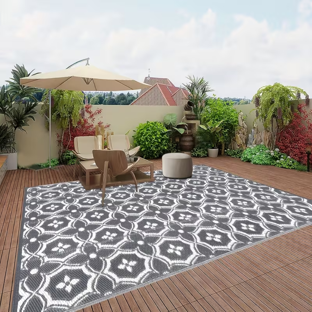 Dwustronny Dywan Zewnętrzny 120 × 180 cm – Lekka Mata Tarasowa na Balkon, Camping, Piknik i Patio
