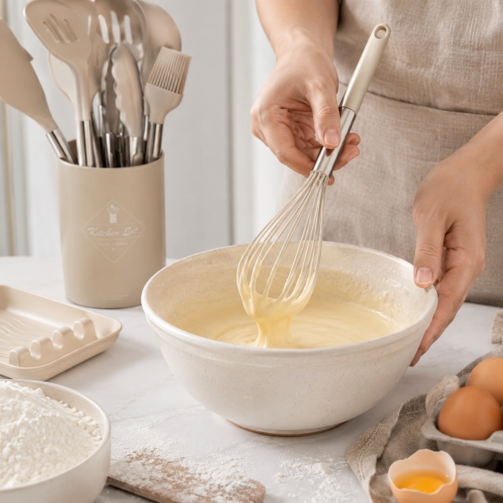 Silikonowy Zestaw Przyborów Kuchennych 12 elementów – Akcesoria do Gotowania i Pieczenia z Pojemnikiem