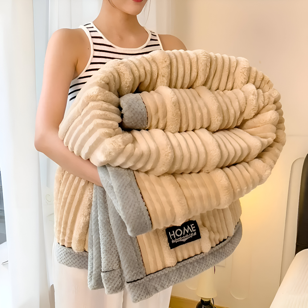 Koc w paski 150x200 do 200x230 cm – miękki koc polarowy na kanapę i łóżko, 4 kolory
