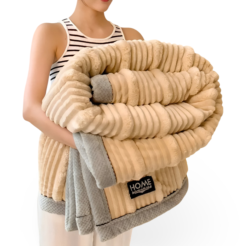 Koc w paski 150x200 do 200x230 cm – miękki koc polarowy na kanapę i łóżko, 4 kolory