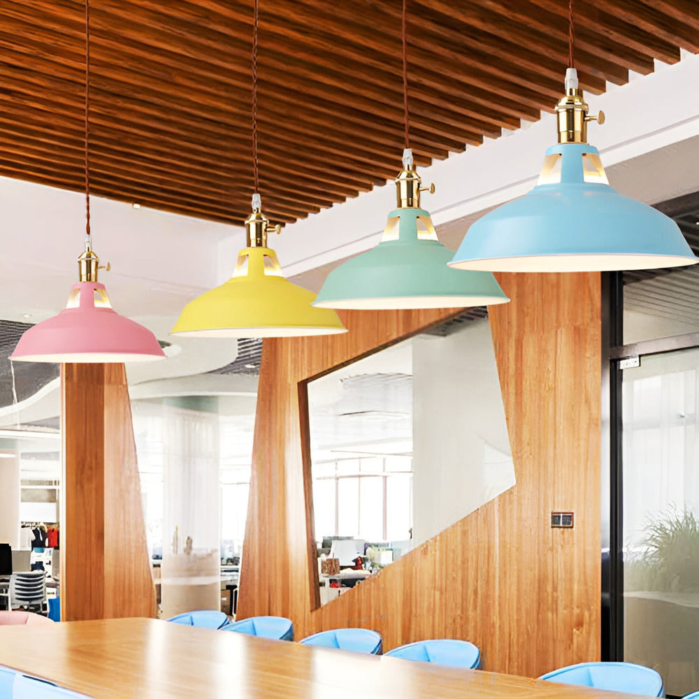 BarnFlare Ceiling Lights – Kolorowa lampa wisząca LED w stylu industrialnym z makaronikami 6