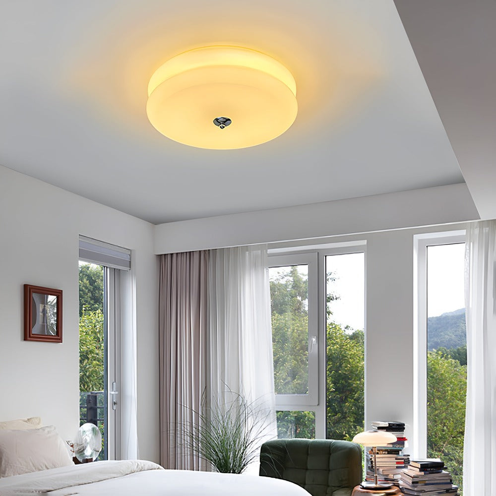 BauhausGleam – Lampa sufitowa w kremowym szkle – Okrągła lampa LED do montażu natynkowego 0