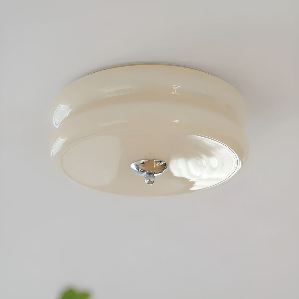 BauhausGleam – Lampa sufitowa w kremowym szkle – Okrągła lampa LED do montażu natynkowego 1