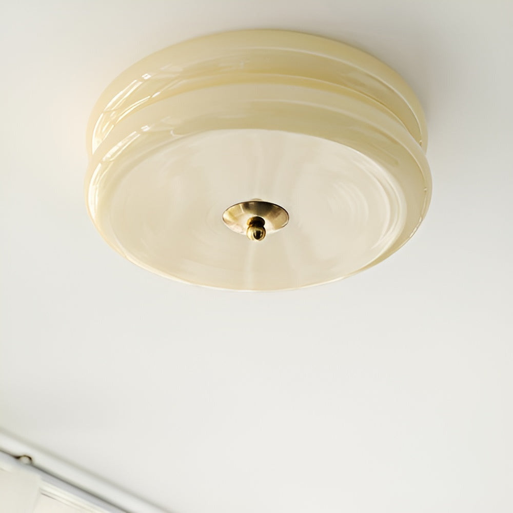 BauhausGleam – Lampa sufitowa w kremowym szkle – Okrągła lampa LED do montażu natynkowego 6