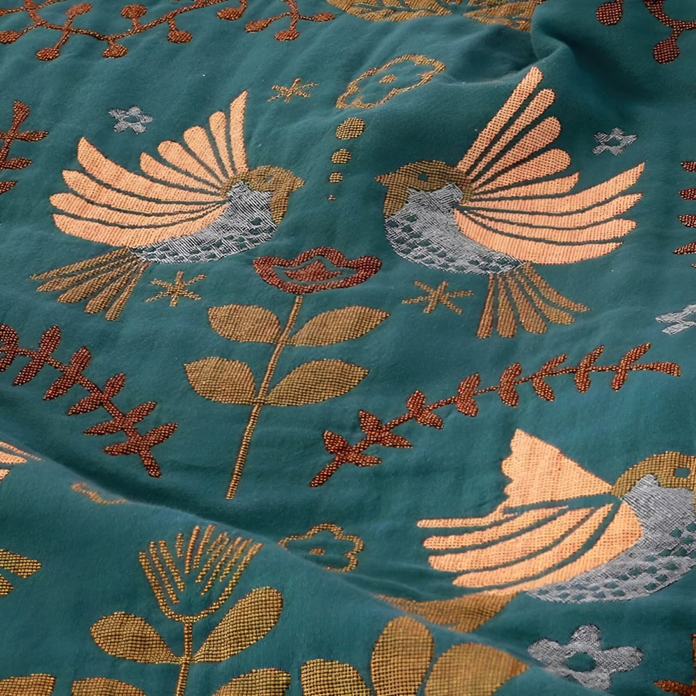Boho Cotton Throw Blanket - Double-Sided Embroidered Design for Cozy Living Room Decor 2