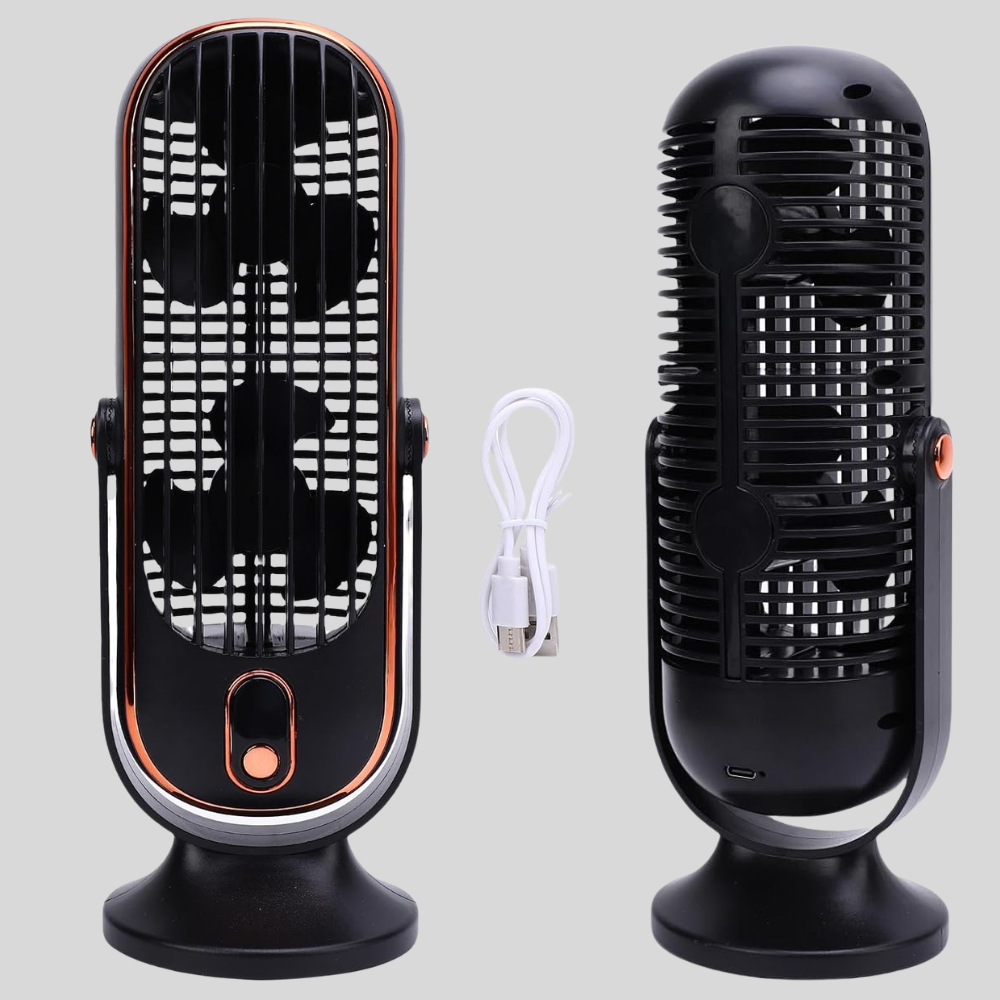 Cichy wentylator stołowy USB z baterią, 5 prędkości, wyświetlacz LED, regulacja 720 stopni 9
