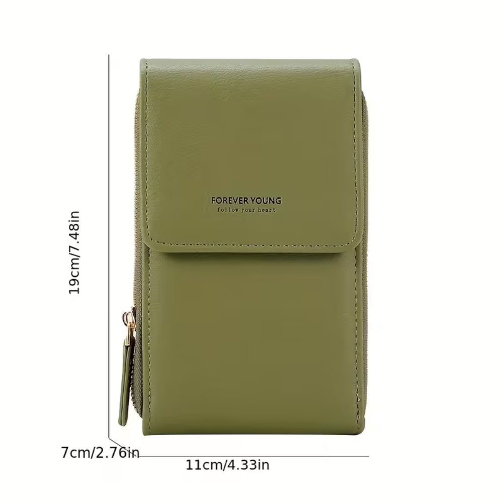 Damska Torebka Crossbody z Kieszenią na Telefon – Mała Torebka na Ramię z Portfelem i Zamkiem