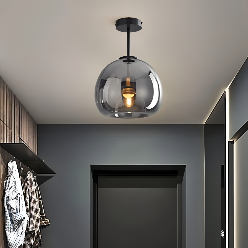 Plafon do salonu okrągły ze szkła – lampa sufitowa E27 w czerni lub złocie, 3 rozmiary
