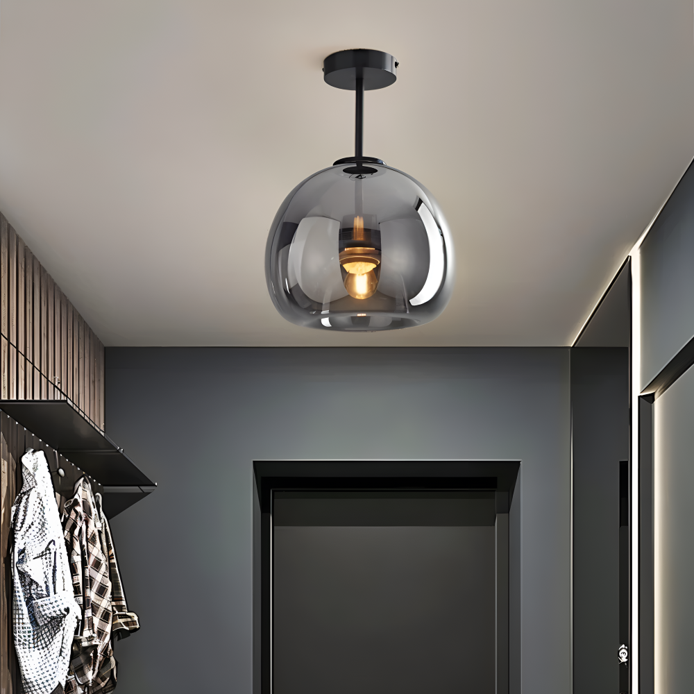 Plafon do salonu okrągły ze szkła – lampa sufitowa E27 w czerni lub złocie, 3 rozmiary