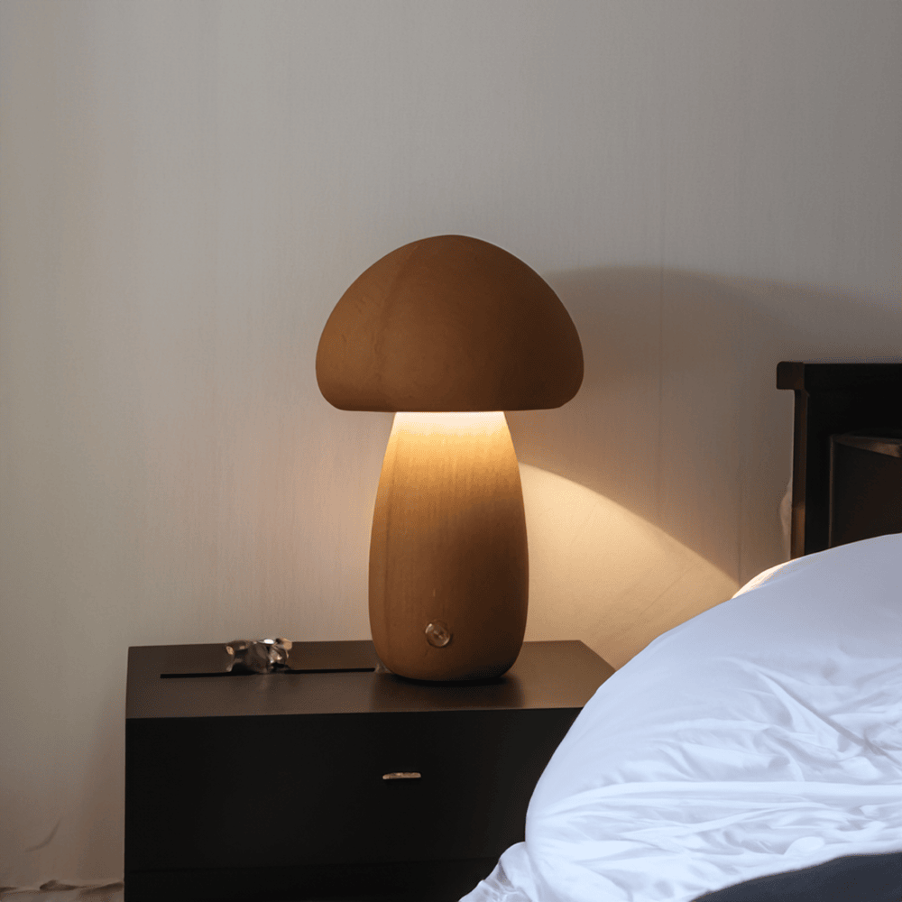 Magical Wooden Mushroom Night Lamp - LED Cozy Light for Kids Room Decor - 7