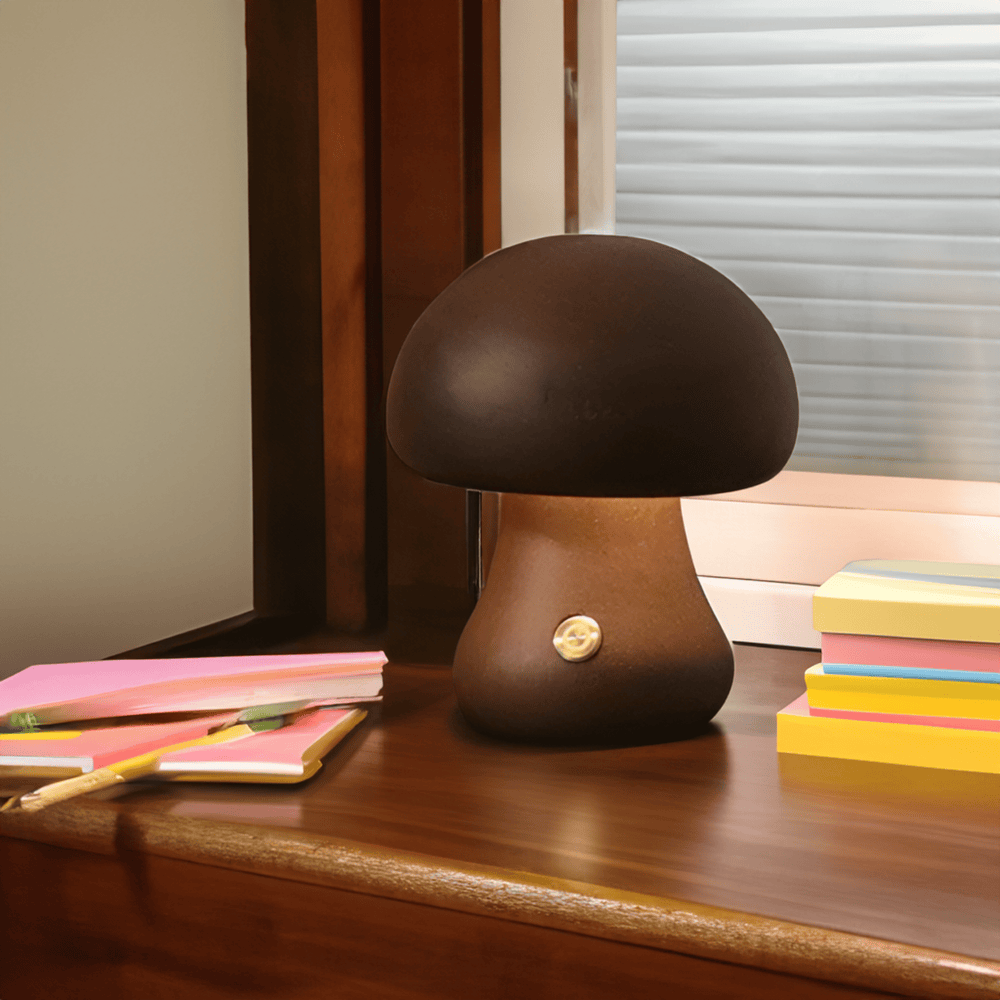 Magical Wooden Mushroom Night Lamp - LED Cozy Light for Kids Room Decor - 8