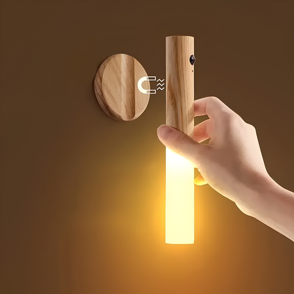 Ecolight Kinkiet Ścienny | Drewno i Akryl, Z Czujnikiem Ruchu, Nordycki Design