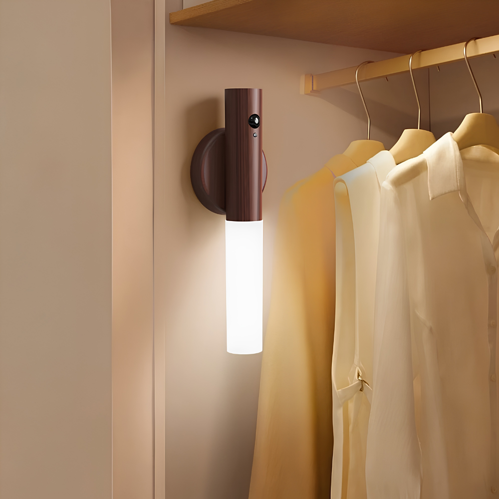 Ecolight Kinkiet Ścienny | Drewno i Akryl, Z Czujnikiem Ruchu, Nordycki Design