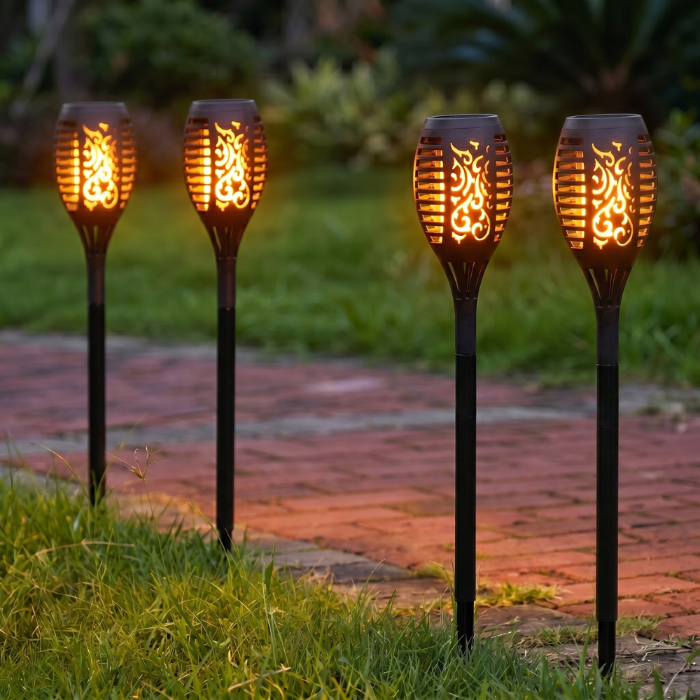 Elegancka Lampa Ogrodowa Stojąca - Wodoodporna ABS z Migoczącym Płomieniem do Oświetlenia Ogrodu