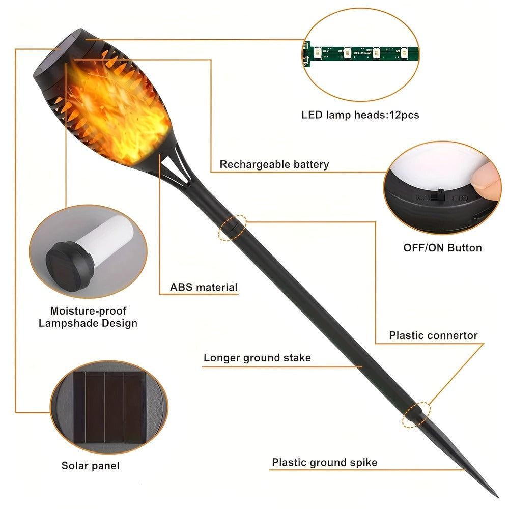 Elegancka Lampa Ogrodowa Stojąca - Wodoodporna ABS z Migoczącym Płomieniem do Oświetlenia Ogrodu 6