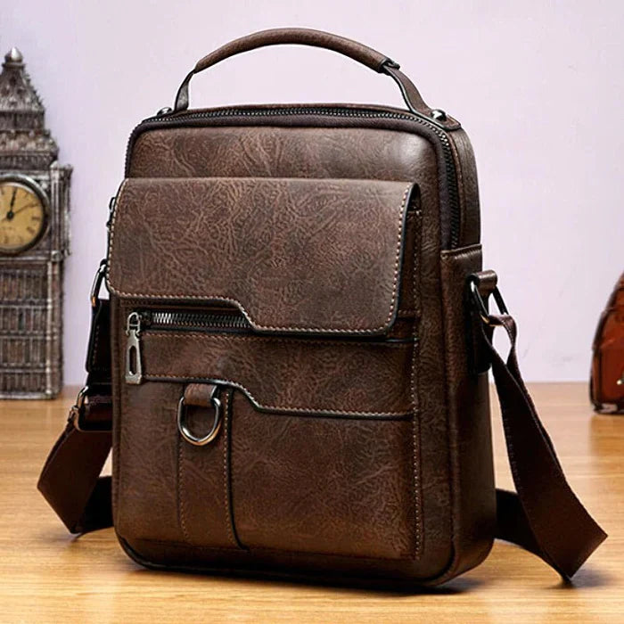 Elegancka Męska Torba na Ramię 22x8x26cm - Wysokiej Jakości Czarna Skóra na Każdą Okazję 10