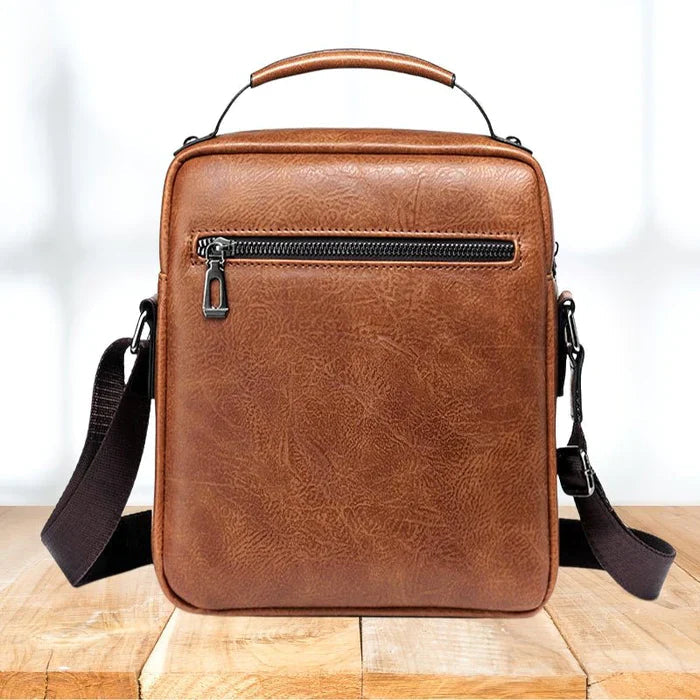 Elegancka Męska Torba na Ramię 22x8x26cm - Wysokiej Jakości Czarna Skóra na Każdą Okazję 2