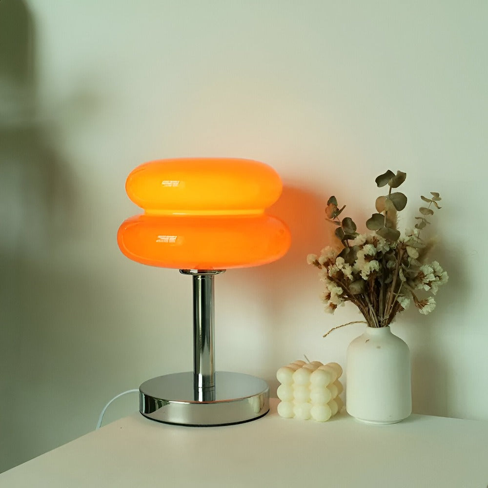 Elegancka Szklana Lampa Stołowa - Ciepłe Odcienie dla Przytulnego Wnętrza 1