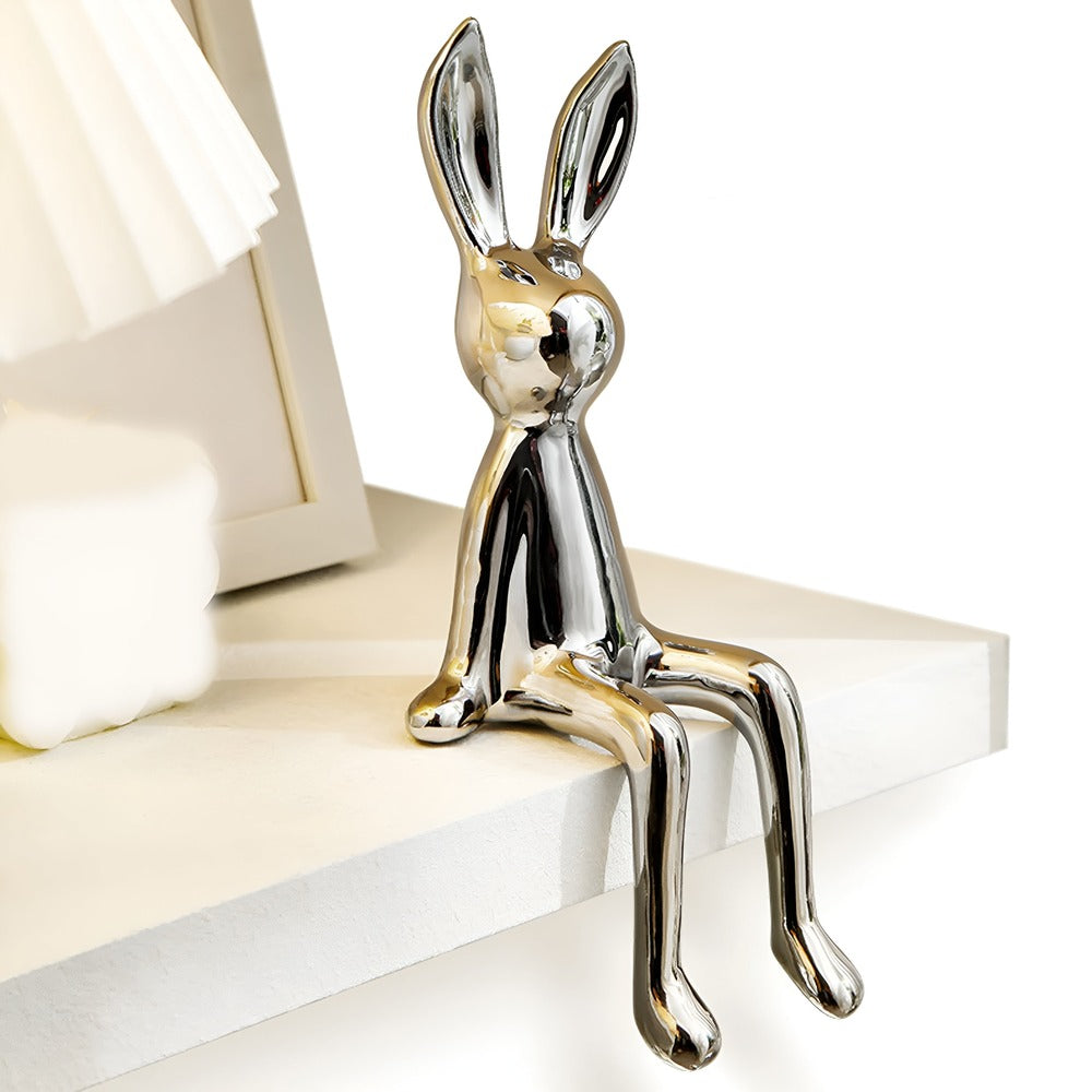 Elegancki Błyszczący Ceramiczny Królik - Złoty Dekoracyjny Element do Wnętrz 3