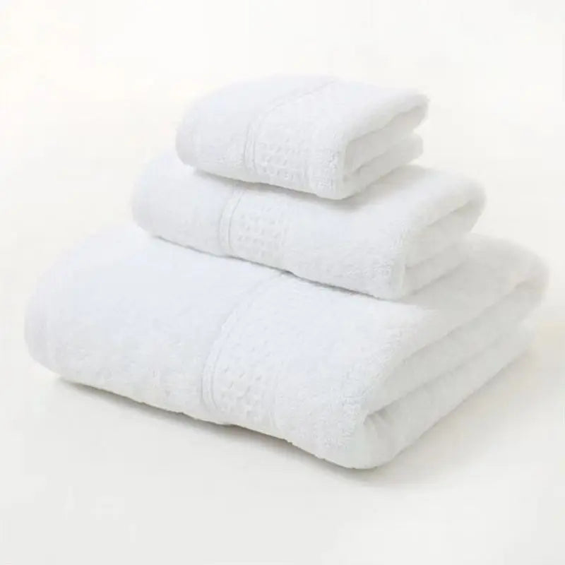 Elegancki Minimalistyczny Zestaw Ręczników Kąpielowych 3-Częściowy - Ultra Miękka Bawełna Organic w Kolorze Białym 3