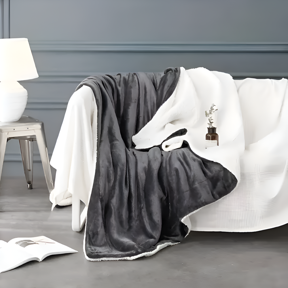 Koc polarowy sherpa 70x100 do 200x230 cm – dwustronny koc zimowy na kanapę, 5 kolorów