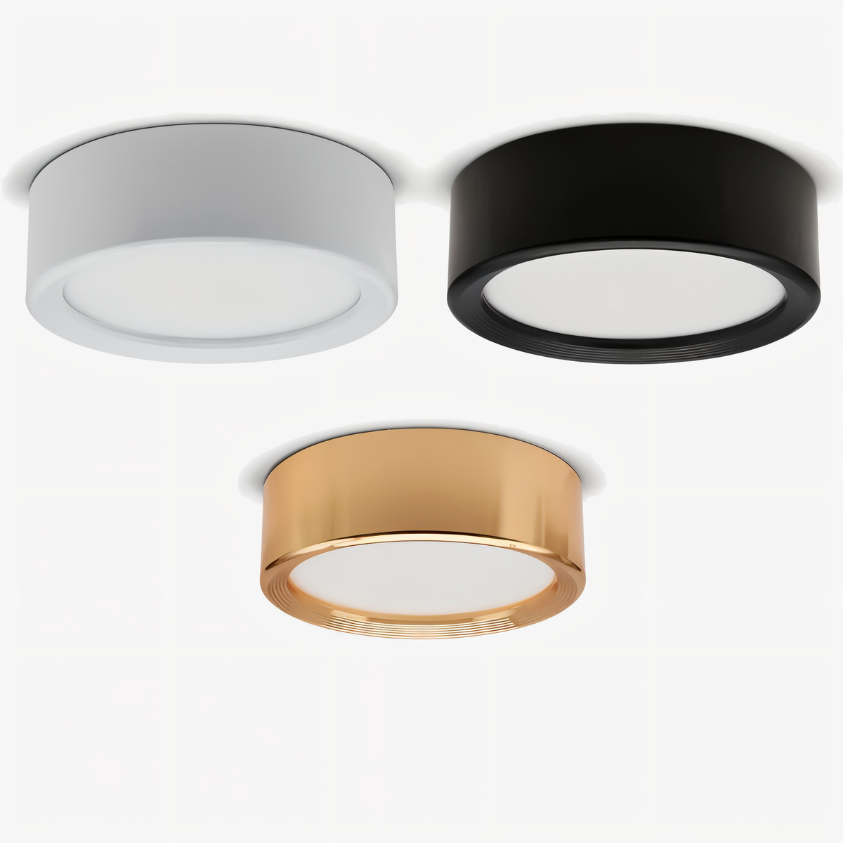 Oczko sufitowe LED ultra slim – oprawa natynkowa Ø 7,5 do 12,5 cm, 3 kolory i 3 barwy światła