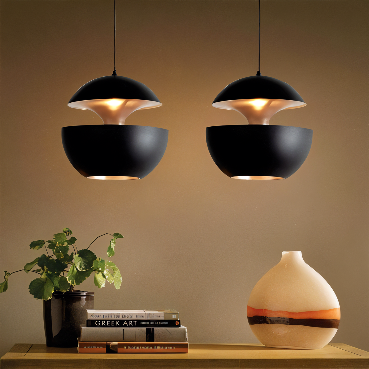 Lampa wisząca Apfel – artystyczna czarno-biała lampa wisząca E27 nad stół