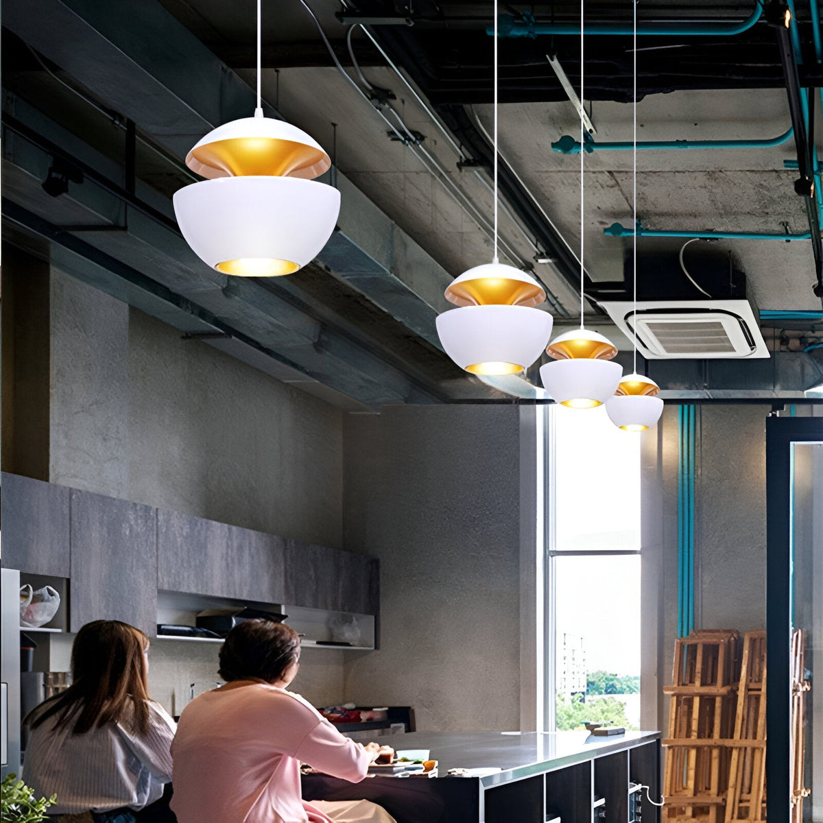 Lampa wisząca Apfel – artystyczna czarno-biała lampa wisząca E27 nad stół
