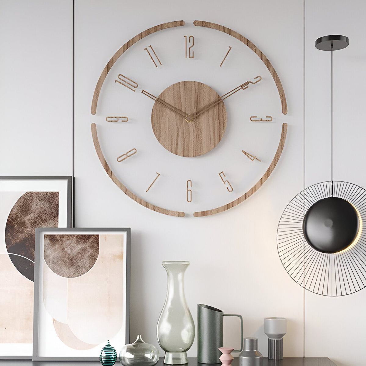 Zegar ścienny drewniany 30 lub 35 cm – przezroczysta tarcza akrylowa, cichy, 3 wzory