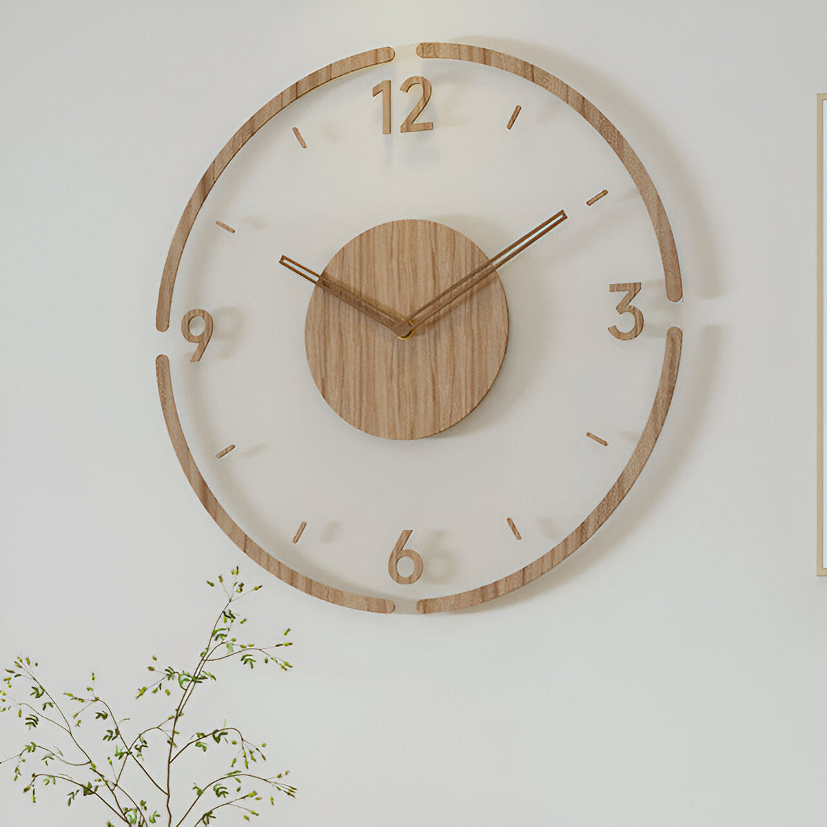 Zegar ścienny drewniany 30 lub 35 cm – przezroczysta tarcza akrylowa, cichy, 3 wzory
