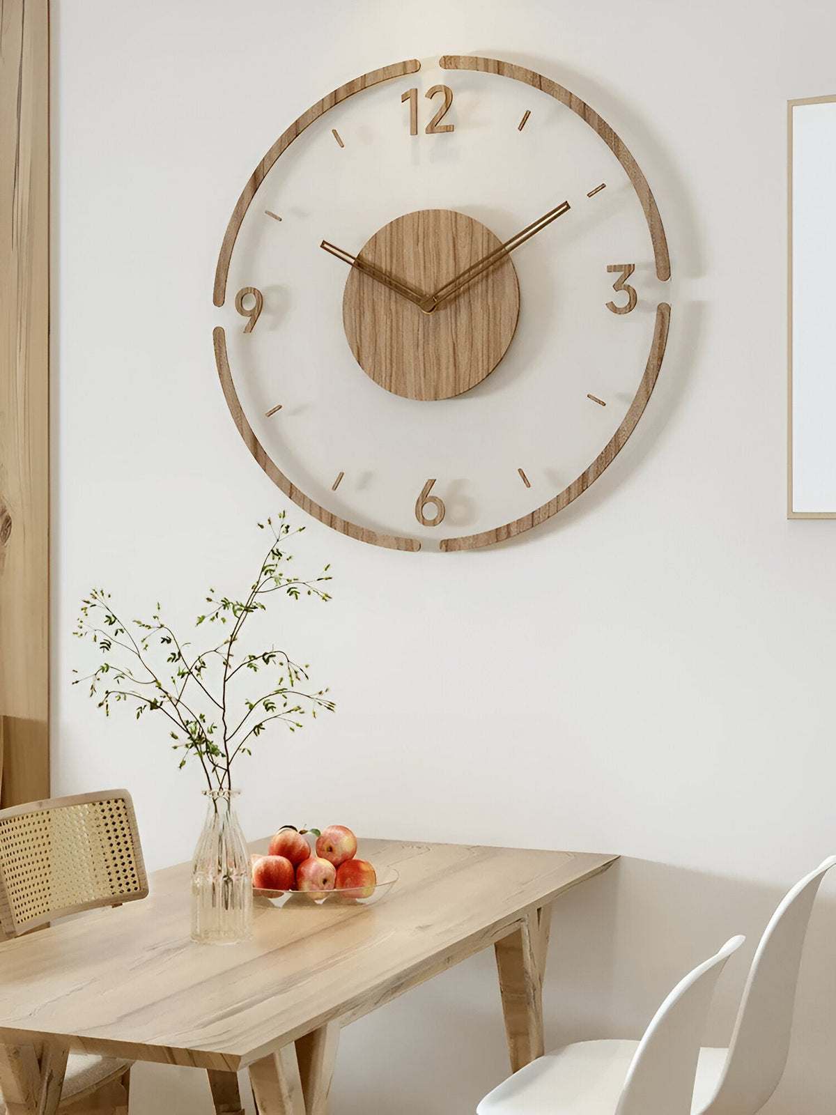 Zegar ścienny drewniany 30 lub 35 cm – przezroczysta tarcza akrylowa, cichy, 3 wzory