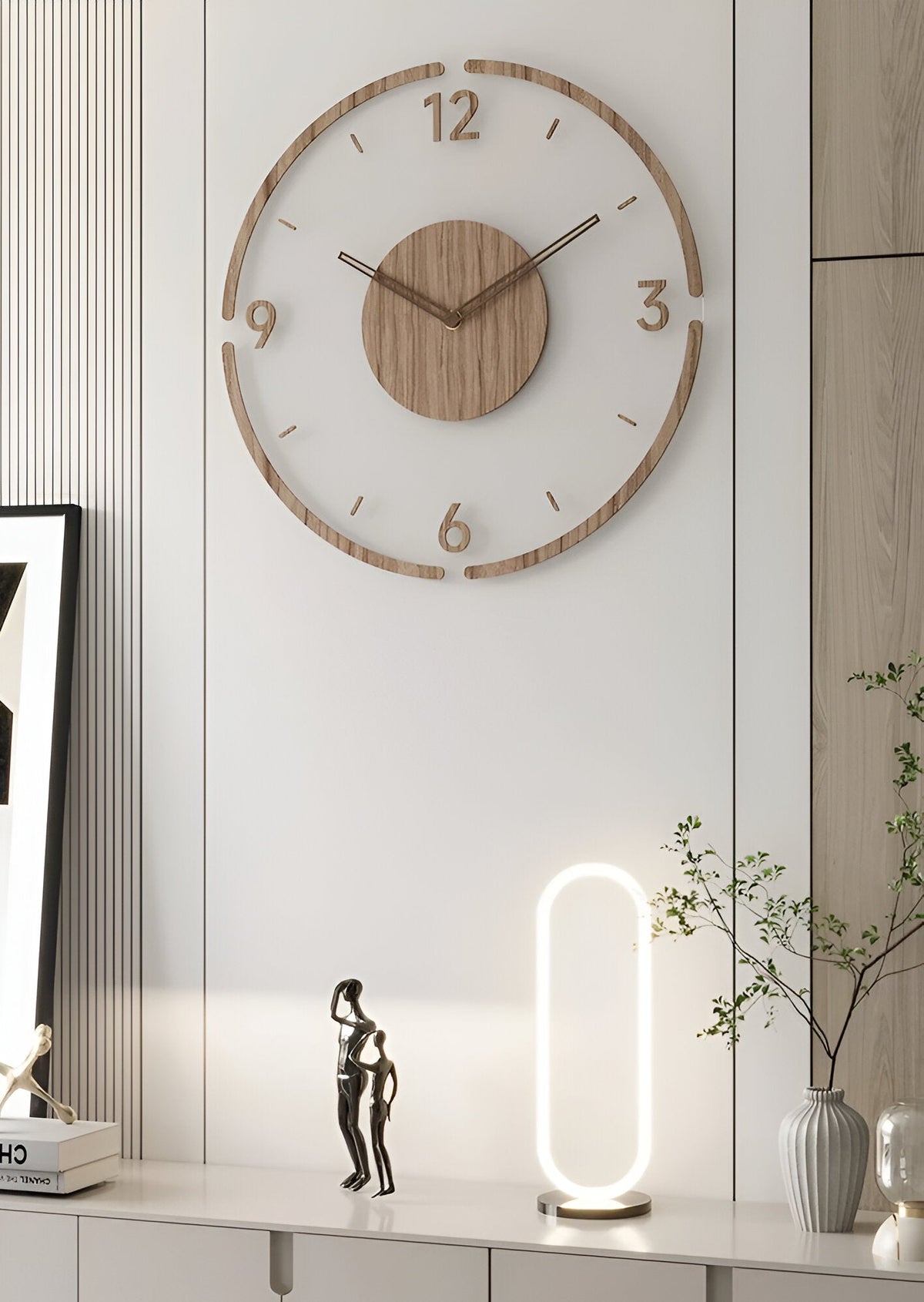 Zegar ścienny drewniany 30 lub 35 cm – przezroczysta tarcza akrylowa, cichy, 3 wzory