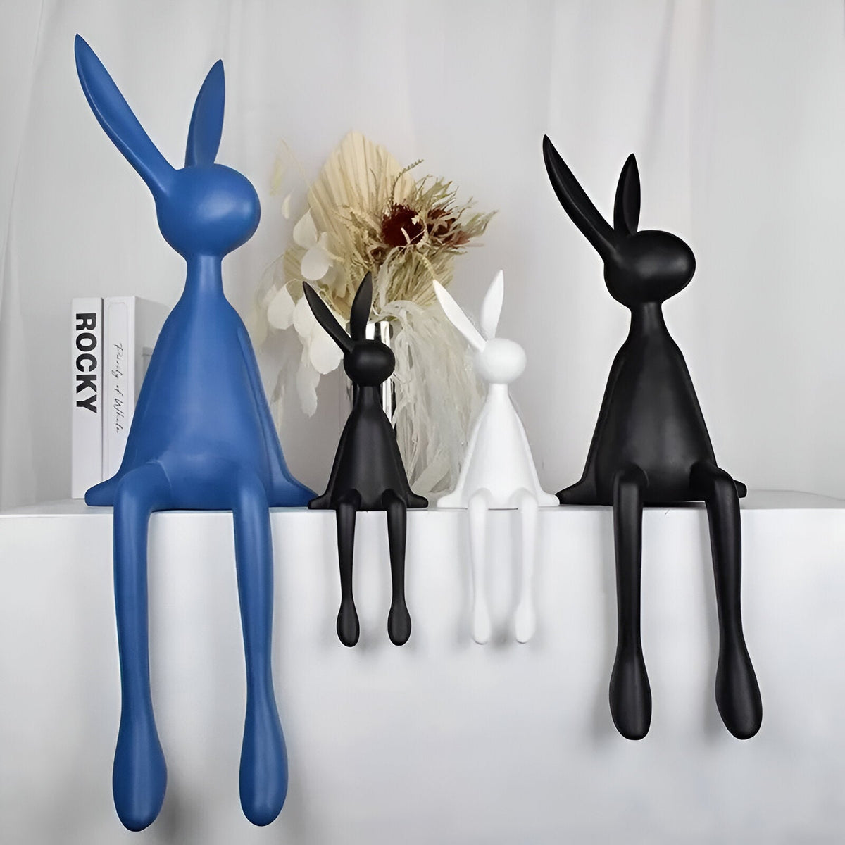 Figurka królika z żywicy 18 lub 50 cm – siedzący zając, dekoracja do salonu, 3 kolory