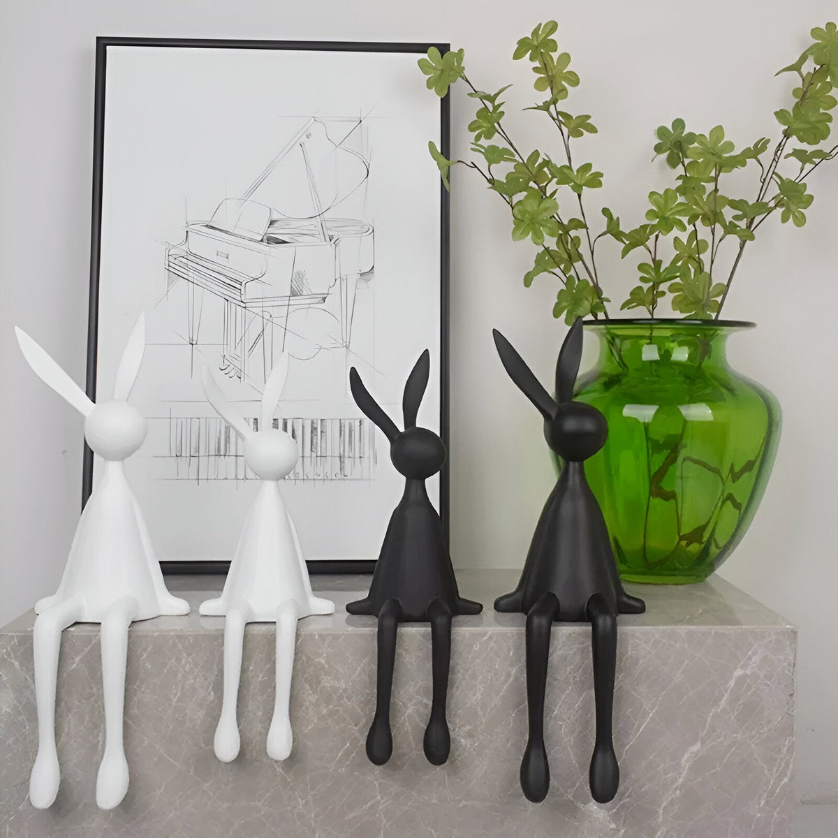 Figurka królika z żywicy 18 lub 50 cm – siedzący zając, dekoracja do salonu, 3 kolory