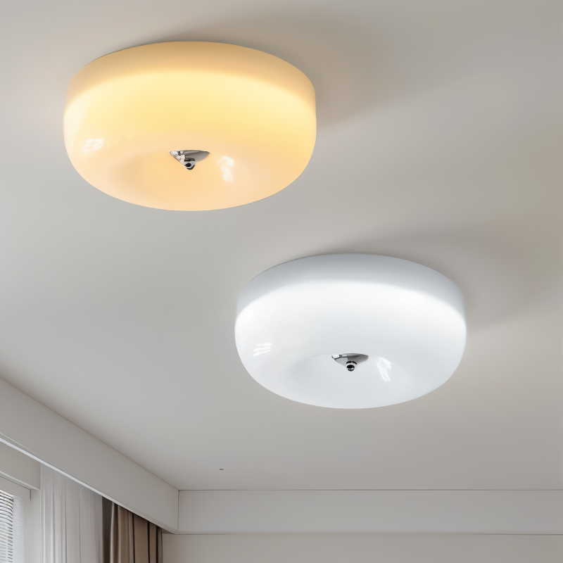 Lampa sufitowa LED donut Ø 32 lub 40 cm – szklany plafon w kolorze kremowym do salonu i sypialni