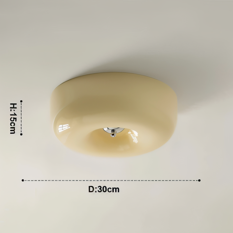 Lampa sufitowa LED donut Ø 32 lub 40 cm – szklany plafon w kolorze kremowym do salonu i sypialni