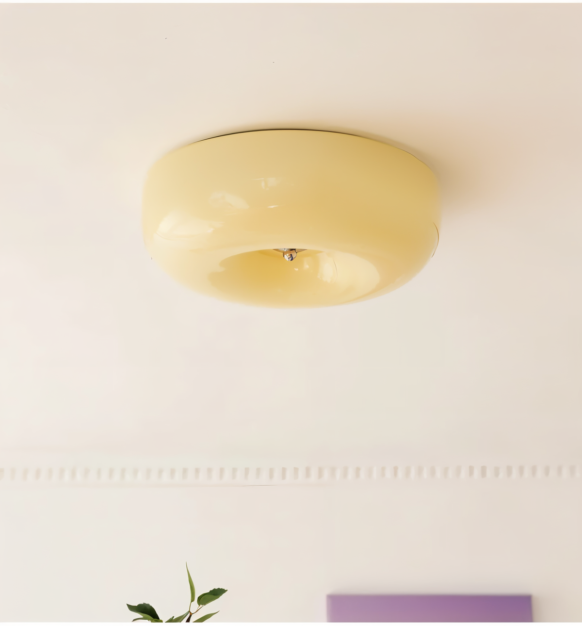 Lampa sufitowa LED donut Ø 32 lub 40 cm – szklany plafon w kolorze kremowym do salonu i sypialni
