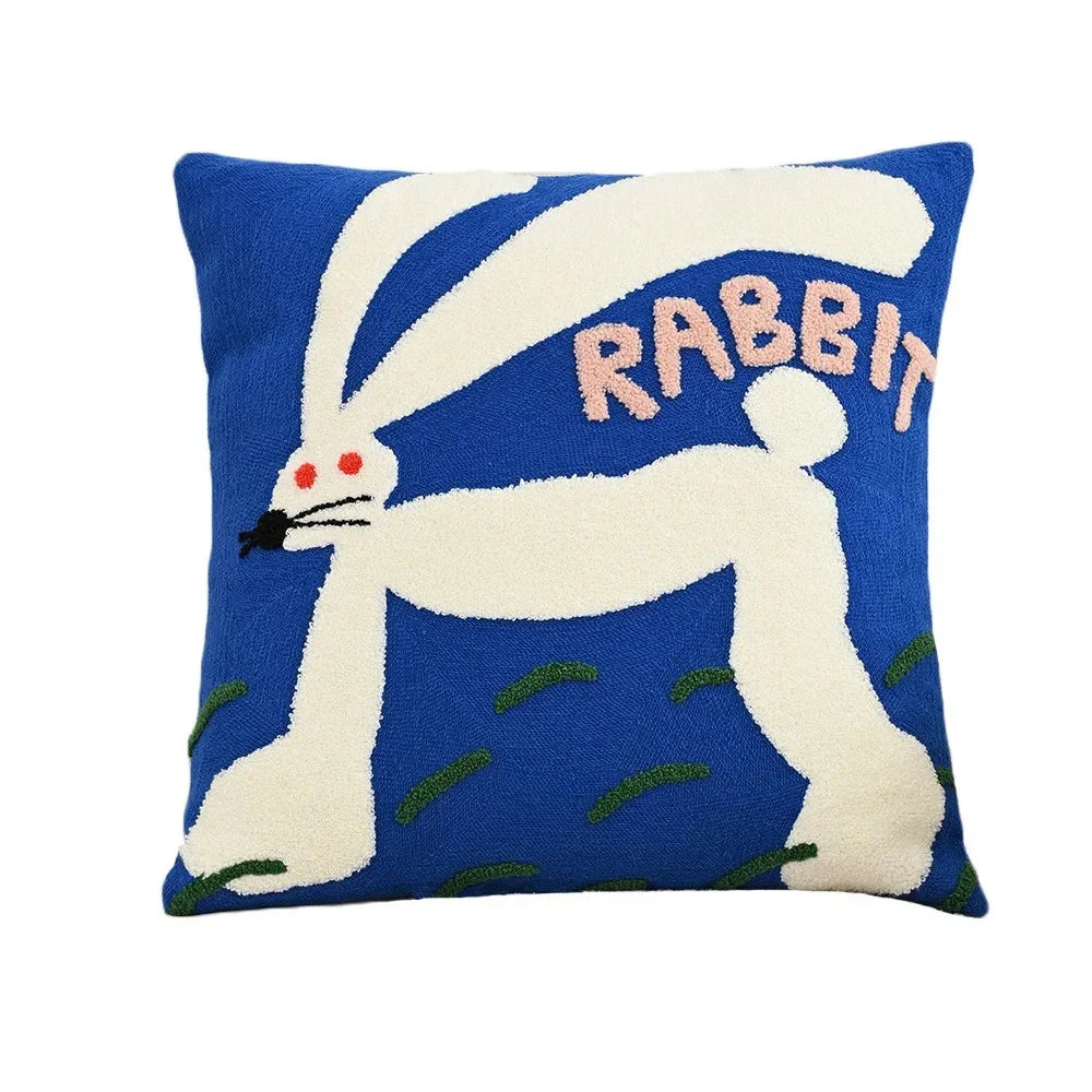 Poszewki na poduszki 45x45 cm z haftem – dekoracyjna poszewka retro ze zwierzęcym motywem