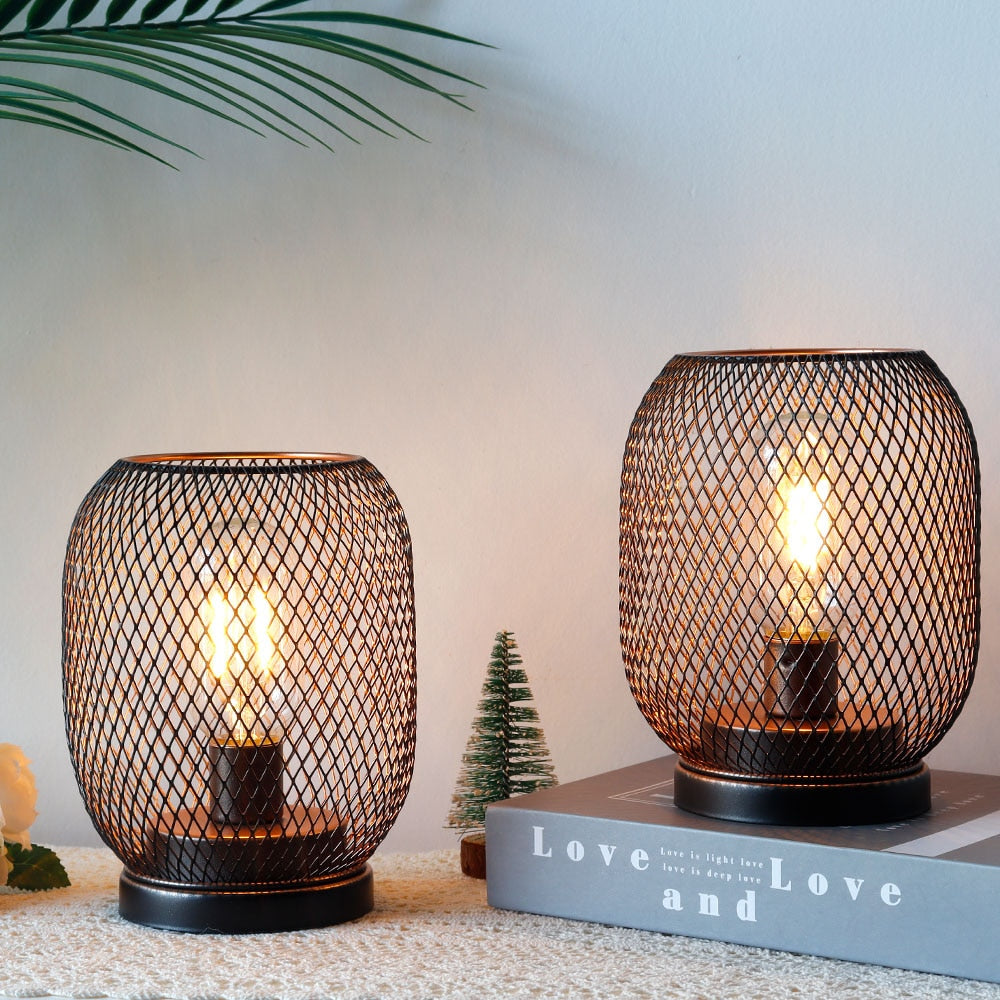 Lampa Stołowa Metalowa | Bezprzewodowa, Czarne Retro Lampy Stołowe do Salonu 4