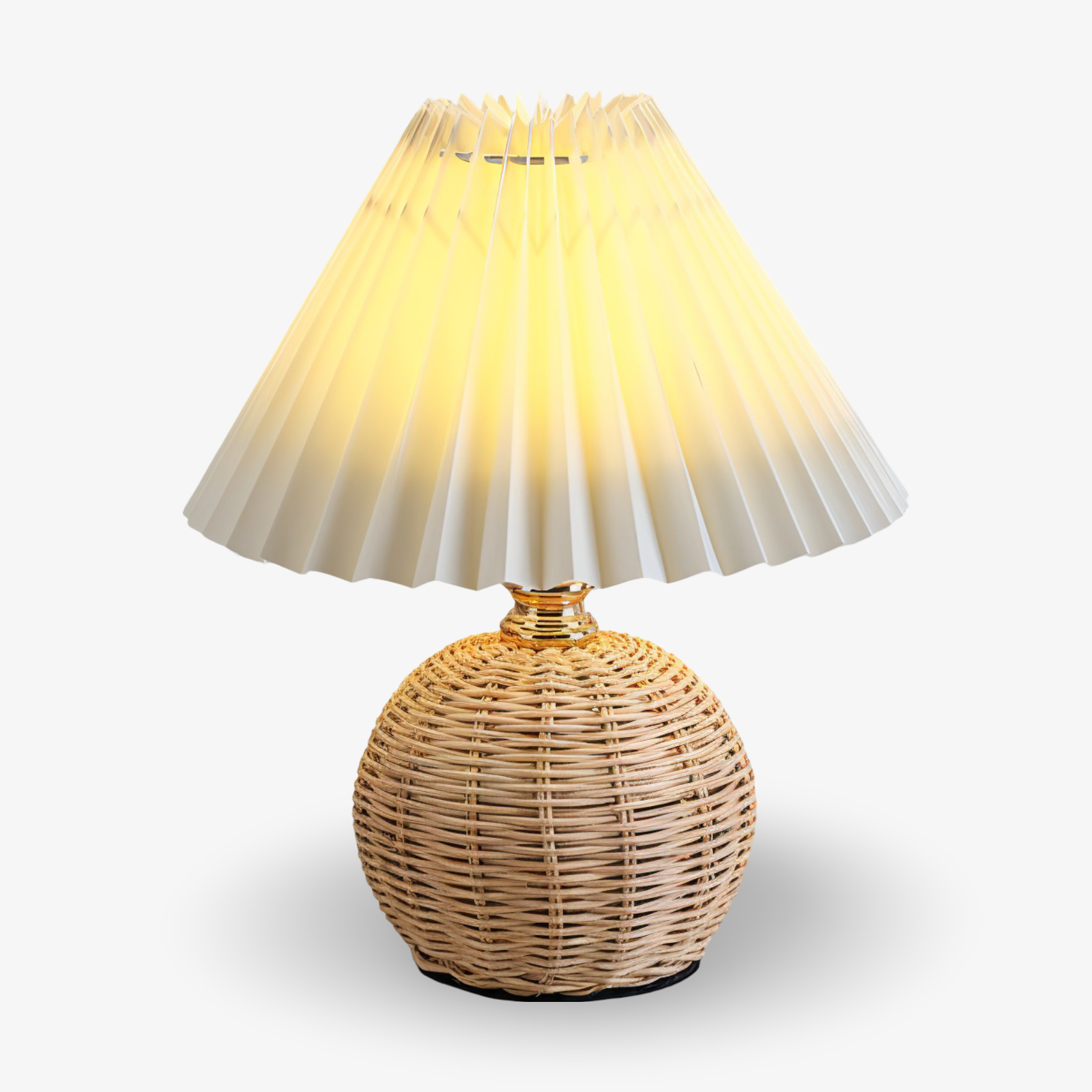 Lampa stołowa Brolly Pleated - Lampa rattanowa w stylu retro - Lampa stołowa stożkowa 0