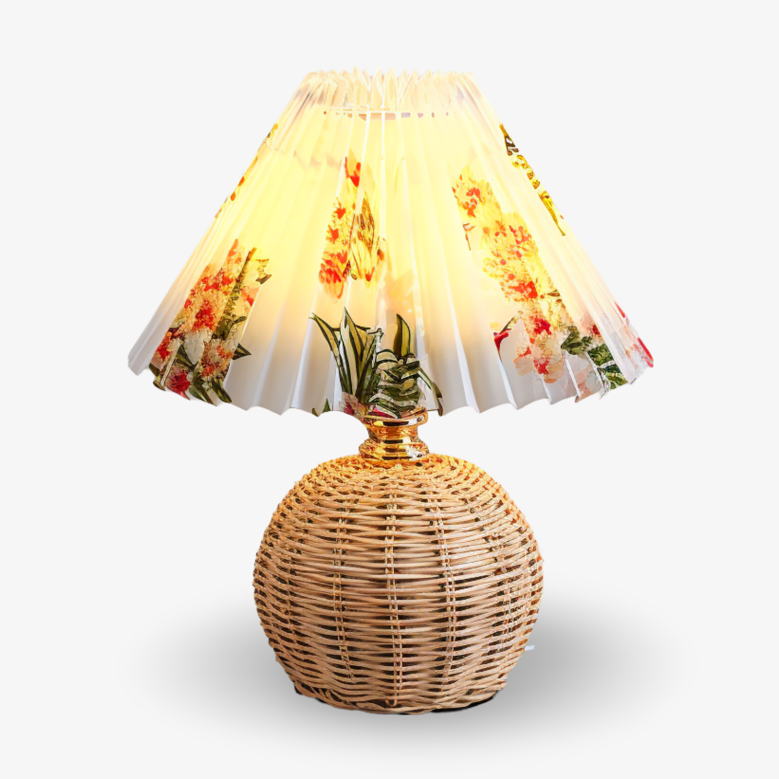 Lampa stołowa Brolly Pleated - Lampa rattanowa w stylu retro - Lampa stołowa stożkowa 10