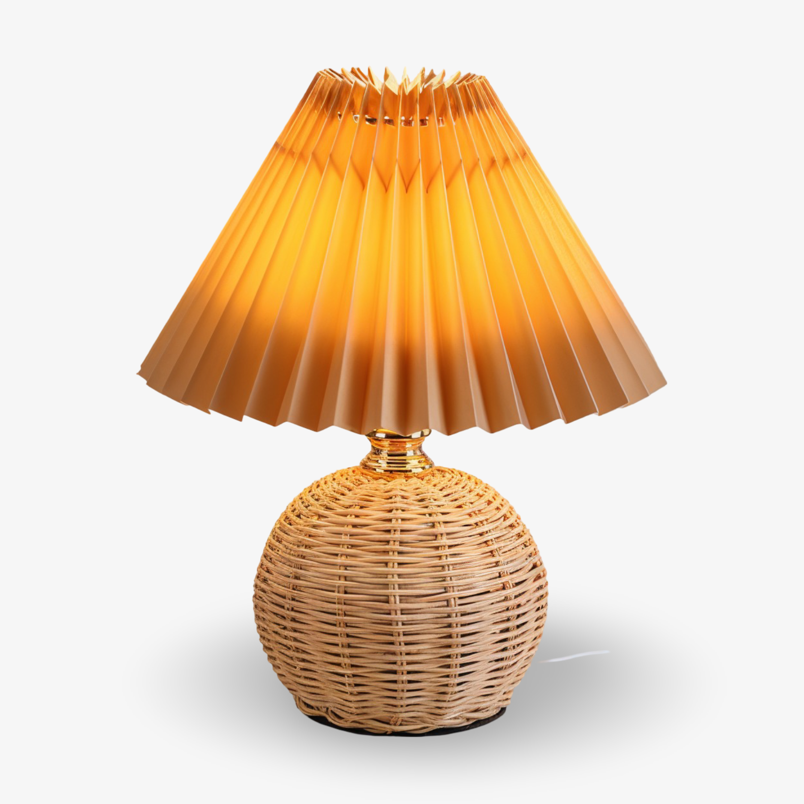 Lampa stołowa Brolly Pleated - Lampa rattanowa w stylu retro - Lampa stołowa stożkowa 12
