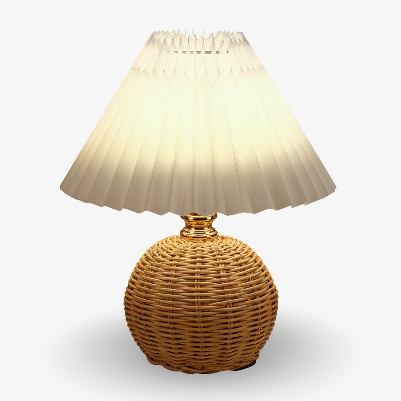 Lampa stołowa Brolly Pleated - Lampa rattanowa w stylu retro - Lampa stołowa stożkowa 13