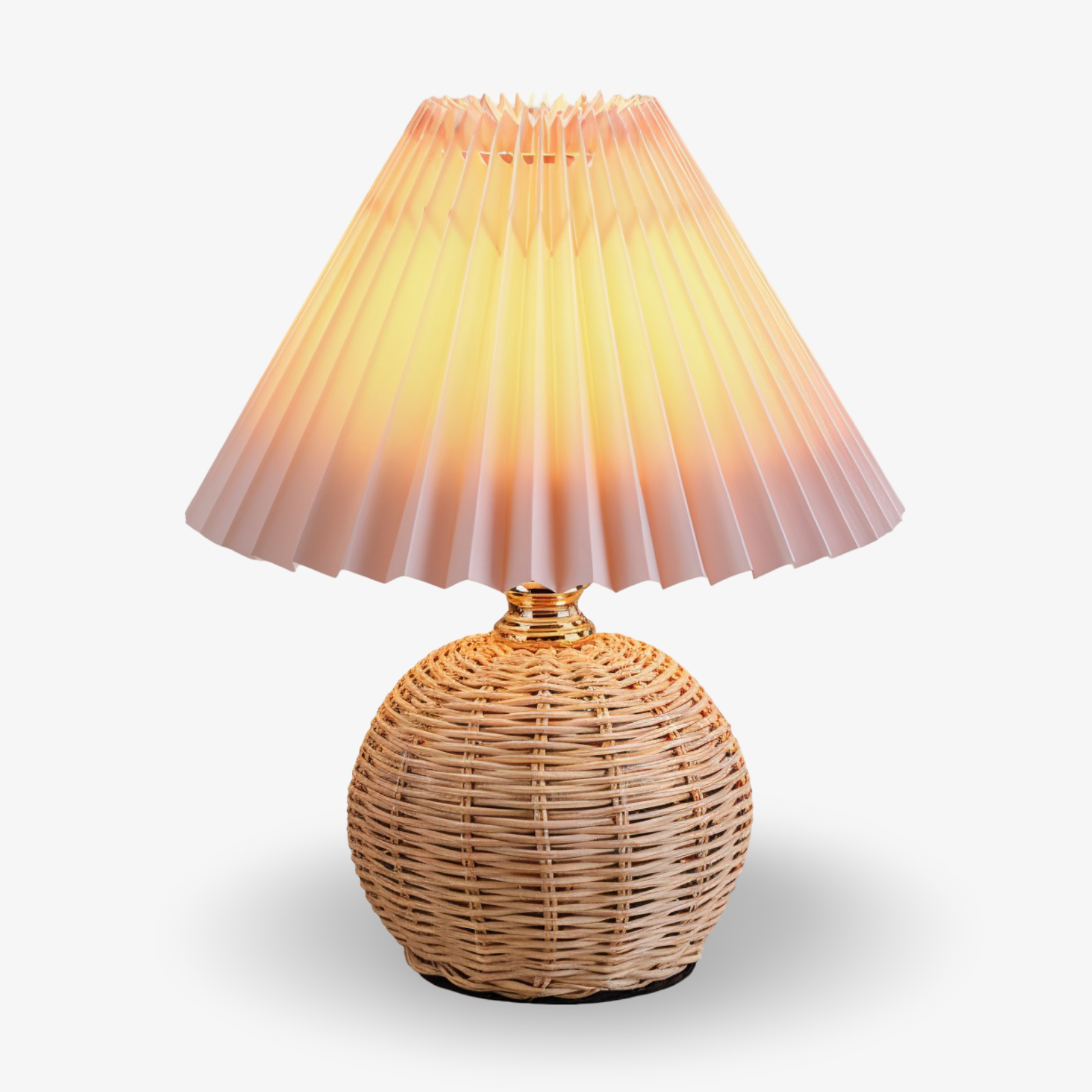 Lampa stołowa Brolly Pleated - Lampa rattanowa w stylu retro - Lampa stołowa stożkowa 9