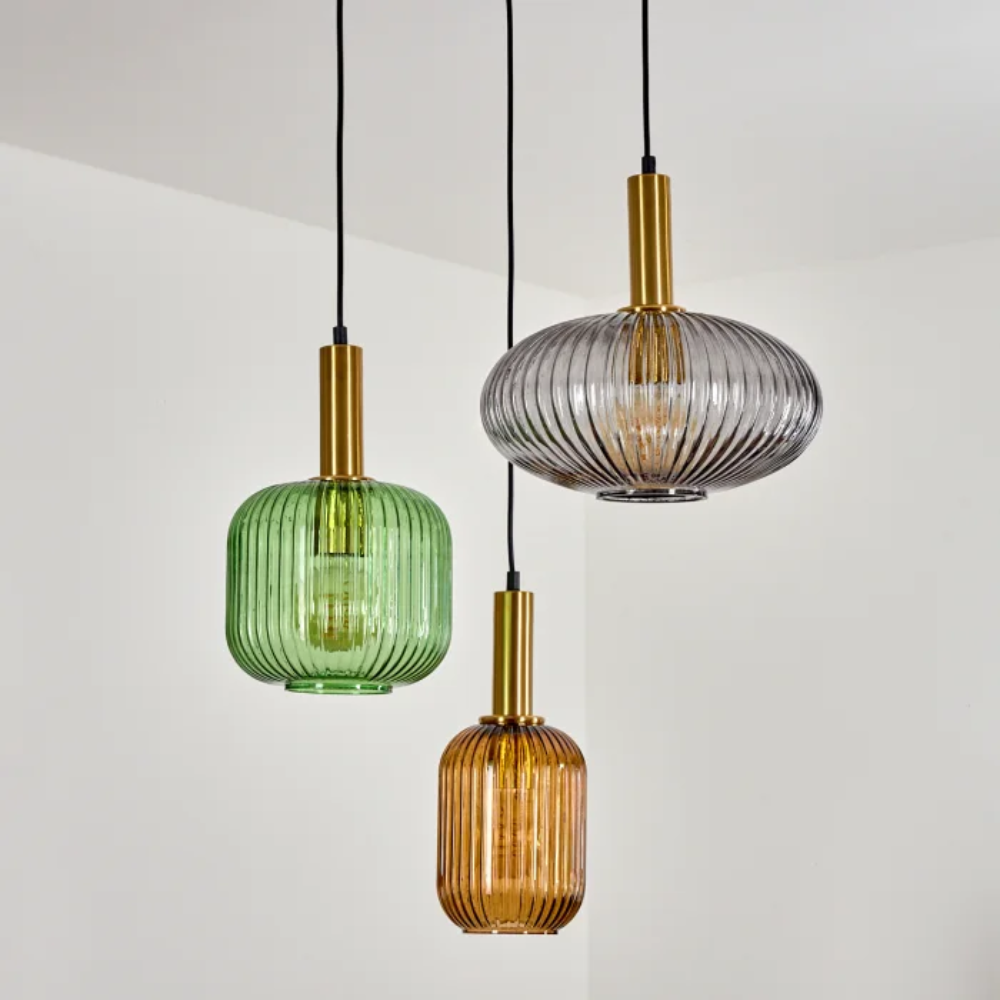 Elegancka Lampa Wisząca Vintage – Prążkowany Klosz z Efektem Szkła do Jadalni i Salonu