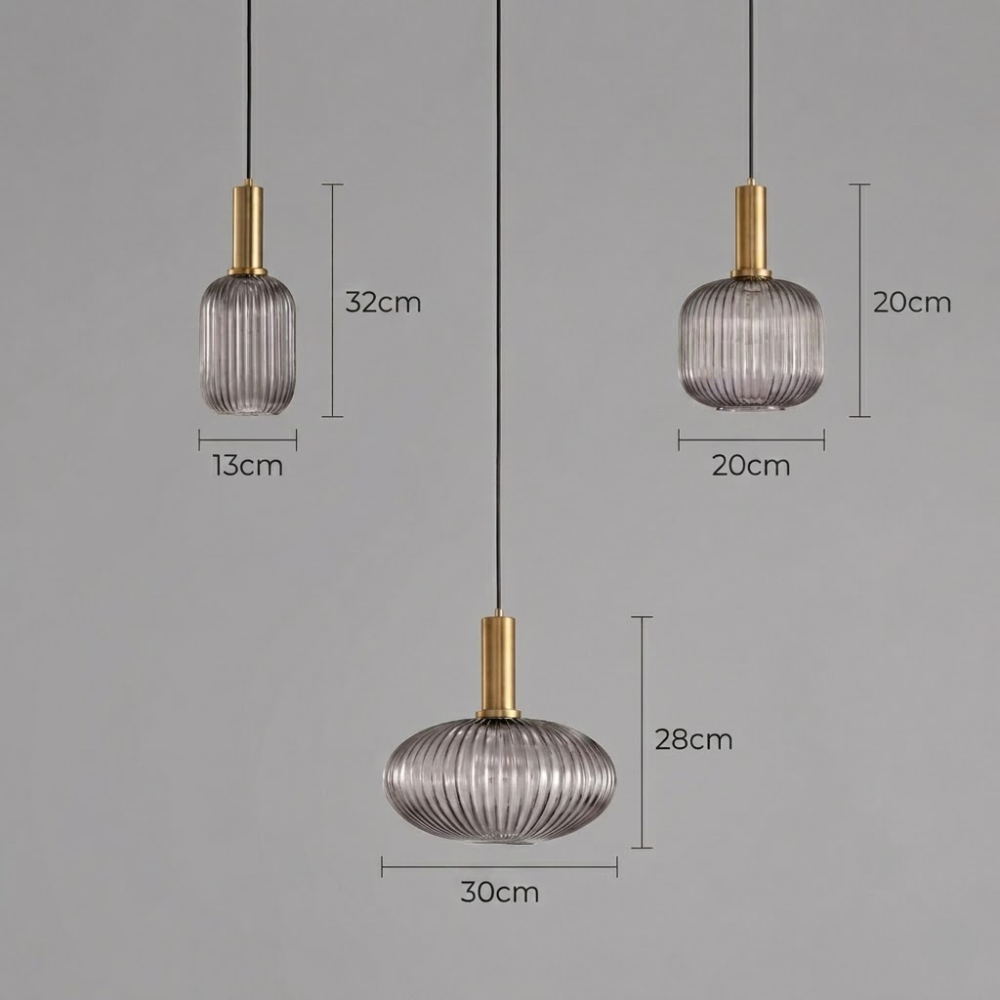 Elegancka Lampa Wisząca Vintage – Prążkowany Klosz z Efektem Szkła do Jadalni i Salonu