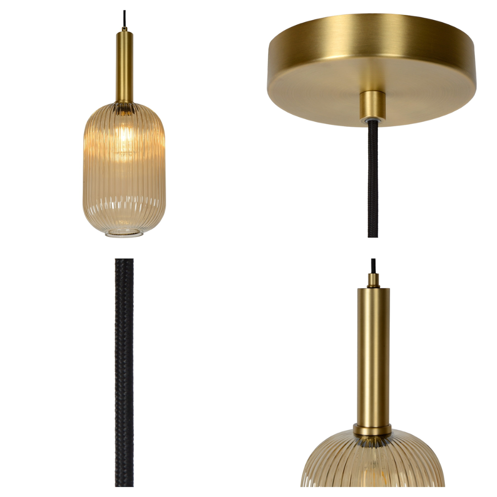 Elegancka Lampa Wisząca Vintage – Prążkowany Klosz z Efektem Szkła do Jadalni i Salonu