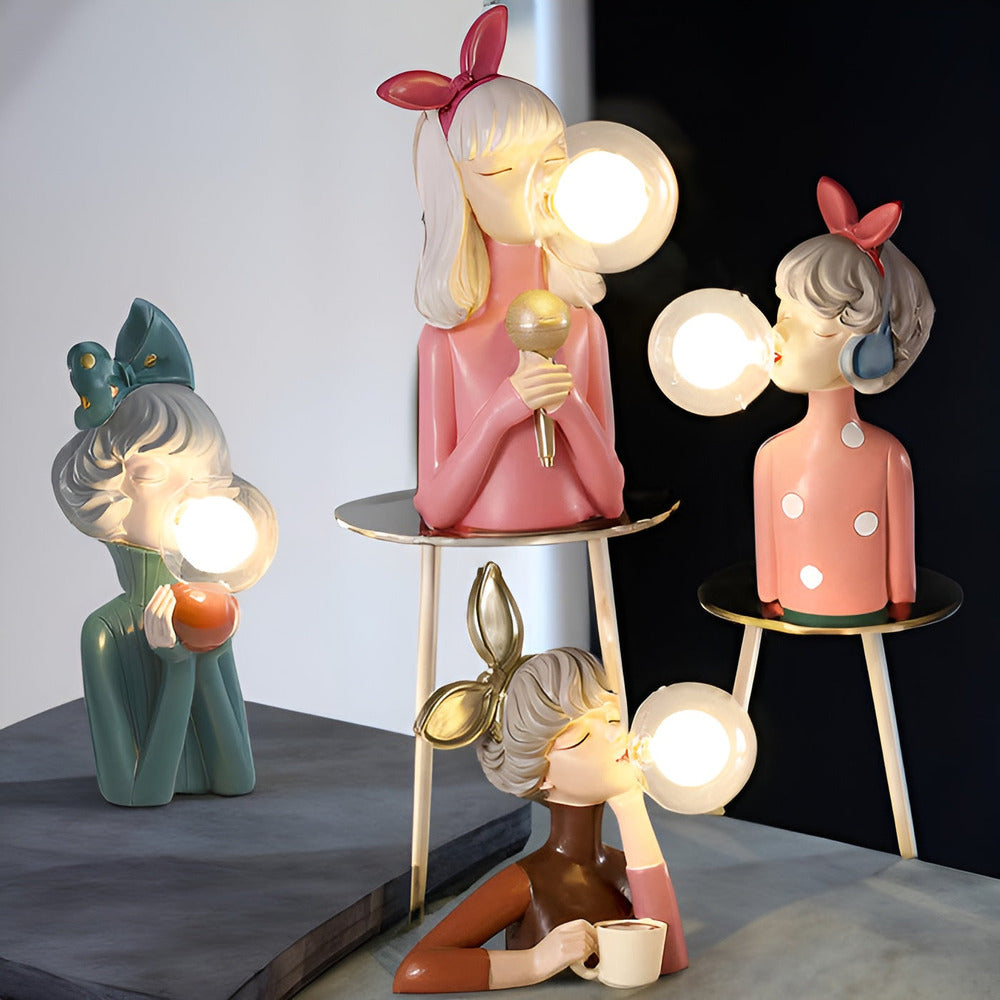 Lampa stołowa BubbleFairies – Urocze kwartet figurek dziewczynek z kreskówek 7