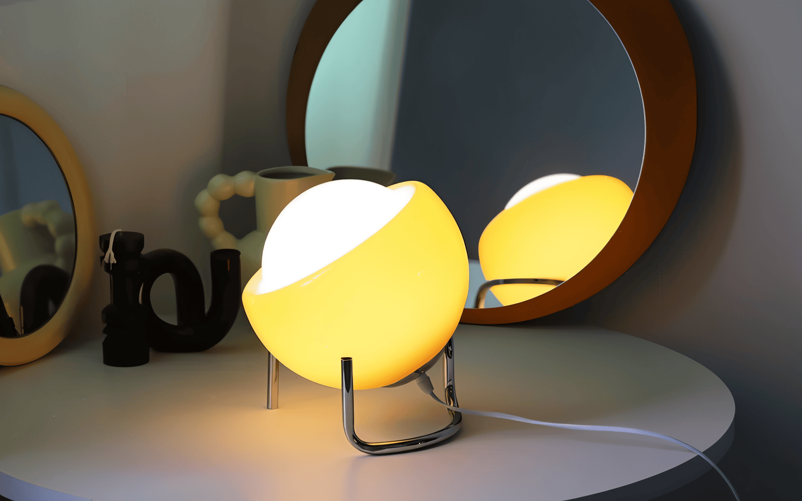 Lampa stołowa EyeArt – Lampa stołowa ze szkła pomarańczowego 4